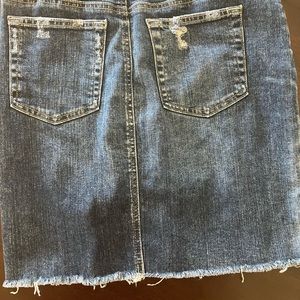 AG distressed denim skirt with rough hem